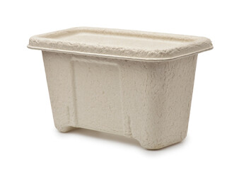 Molded paper pulp packaging container