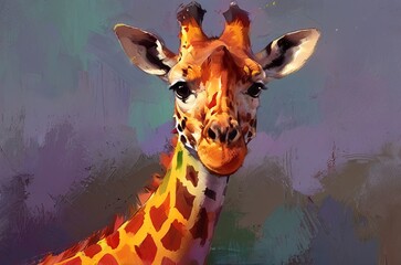 Giraffe drawing in digital painting style