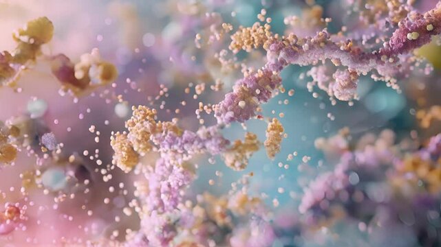 Microscopic view of small interfering RNA molecules forming a complex with proteins involved in the RNA interference pathway.