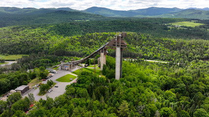 Aerial view of Olympic ski jumps in Lake Placid, New York