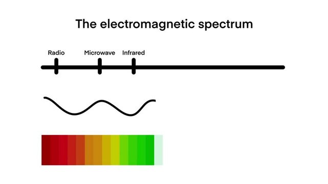 electromagnetic spectrum, wave lengths, frequency and temperature. Electromagnetic wave structure scheme. Physics infographic elements, Educational school physics, Visible light diagram