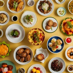 Background filled with various dishes.