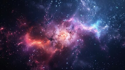 Fototapeta premium Abstract cosmic nebula with vibrant colors and swirling patterns. Perfect for science fiction, fantasy, or space-themed designs.