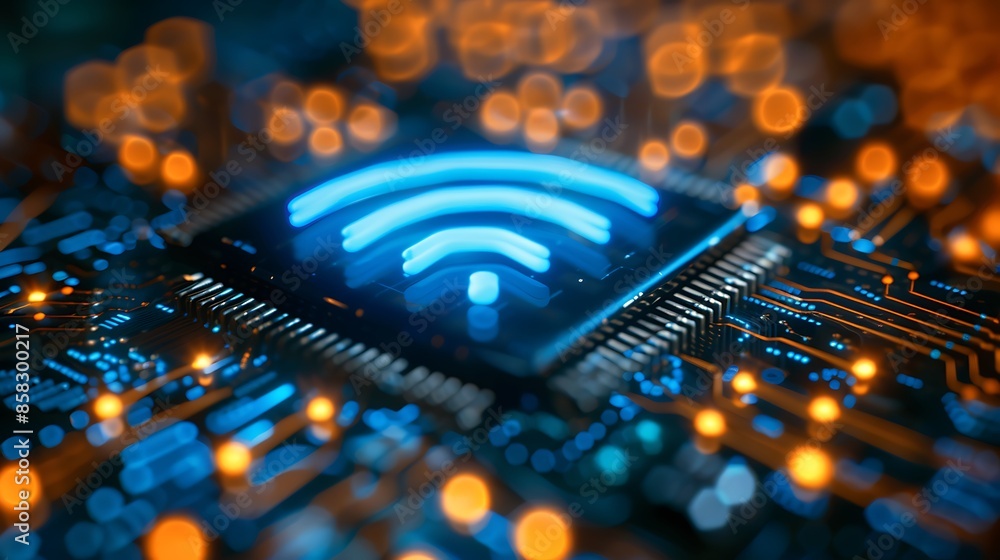 Aufkleber abstract tech background and internet network wifi graphic illustration