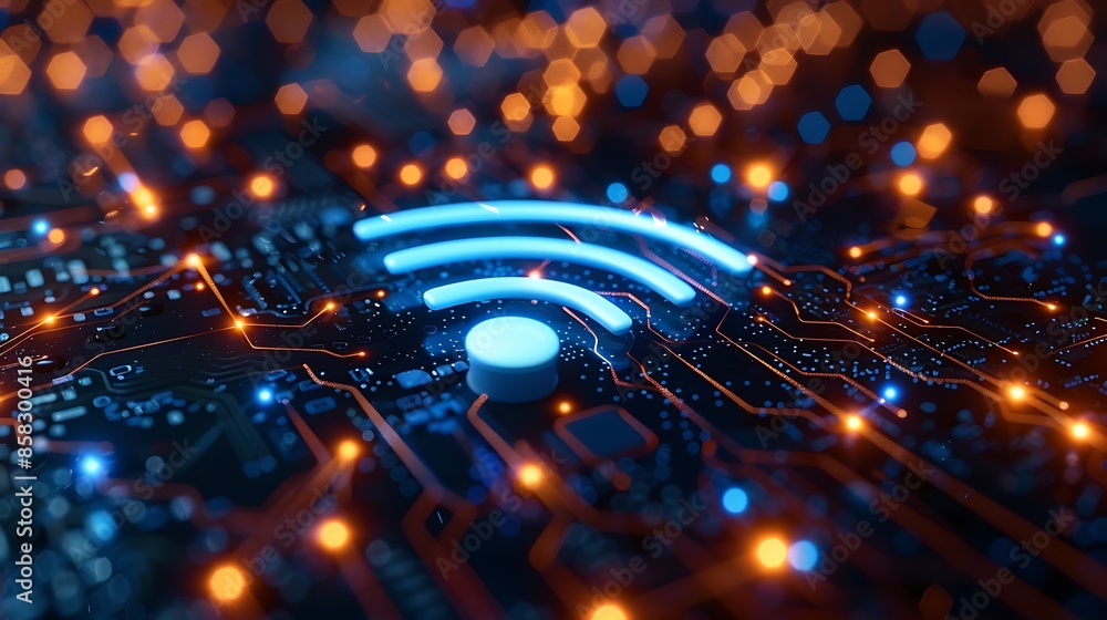 Aufkleber abstract tech background and internet network wifi graphic illustration