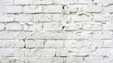 Obraz premium A white brick wall with a few cracks. The wall is very plain and simple. It is a very basic and simple design
