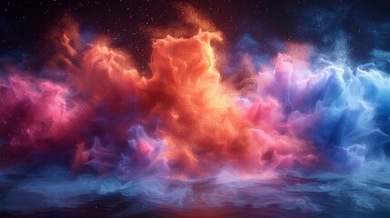 An ethereal and cosmic display of colorful clouds in unique shades, painting a mesmerizing abstract scenery that captivates and inspires imagination and wonder.