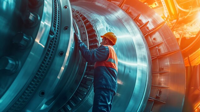 a mechanical engineer works on a huge metal machine