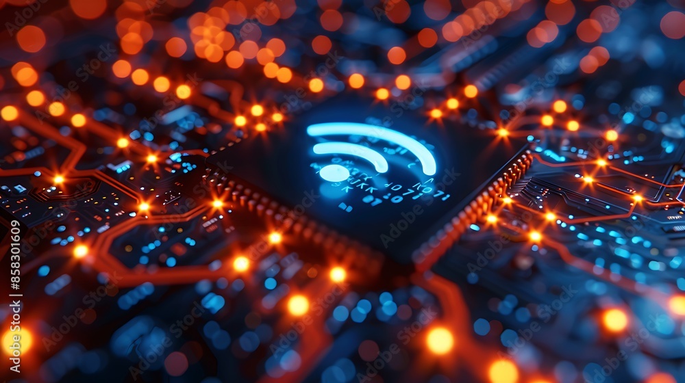 Poster abstract tech background and internet network wifi graphic illustration