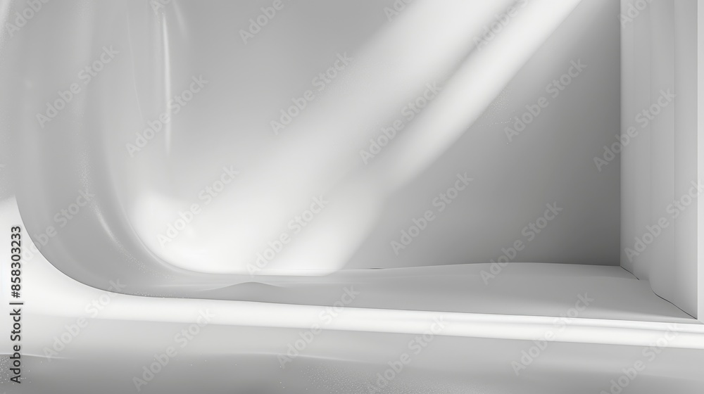 Poster minimalist white background with soft white light gradients, creating a clean and modern abstract de