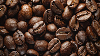 Obraz premium Macro texture of roasted coffee beans