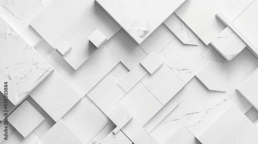 Poster minimalist white background with abstract geometric patterns, adding interest and depth to design co