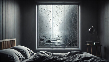 Window with Rain Hitting Glass
