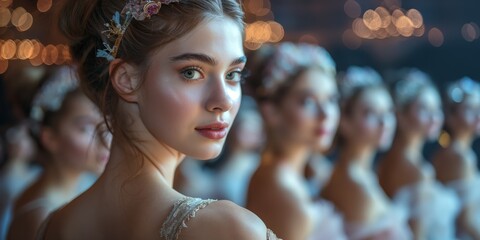 ballerina women at backstage, dancer lifestyle elegance in pretty dress