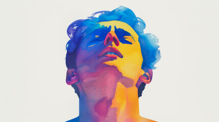 Abstract painting of a young person looking up, capturing the intense heat and bright colors of summer