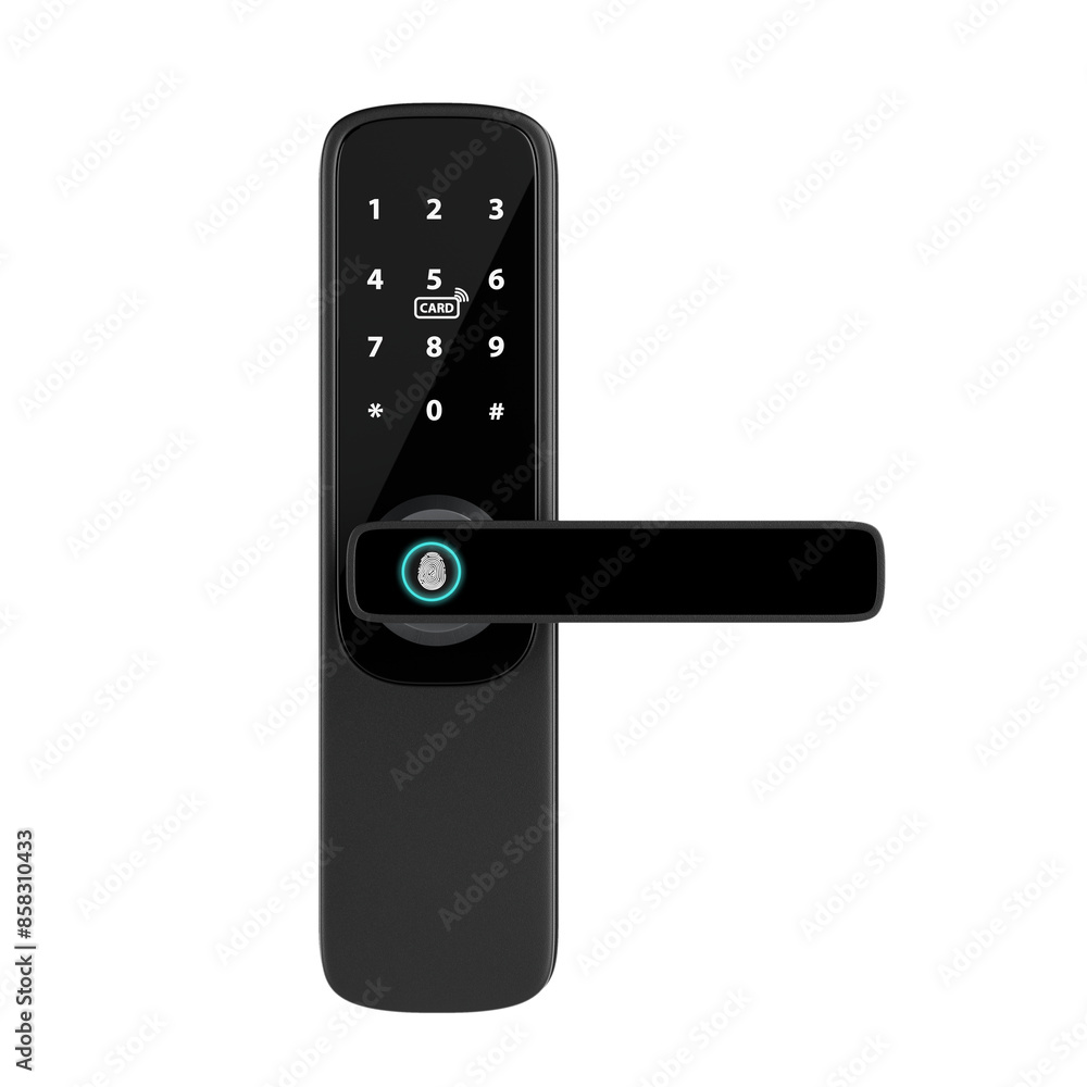 Leinwandbilder Inteligente Biometric Smart Door Lock with Digital Keypad. 3d Rendering