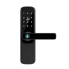 Inteligente Biometric Smart Door Lock with Digital Keypad. 3d Rendering