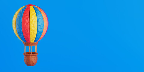 Simple Colorful Plasticine Hot Air Balloon. 3d Rendering