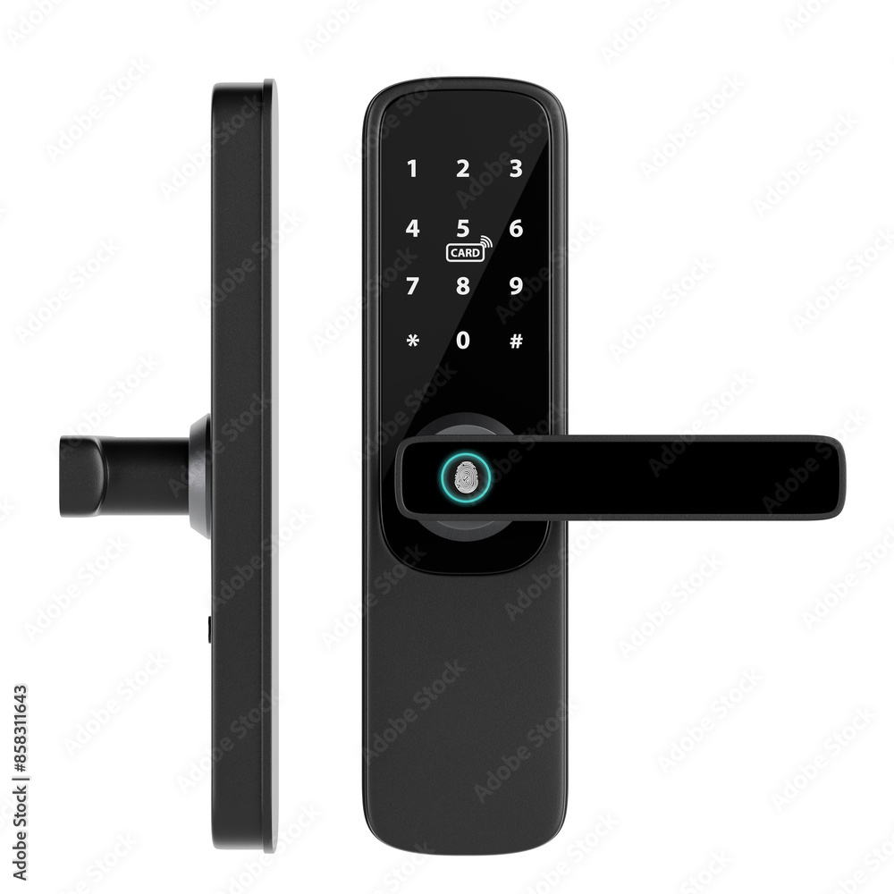 Aufkleber inteligente biometric smart door lock with digital keypad. 3d rendering