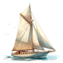 Obraz premium Illustration of a luxury boat sailing in a calm sea and clear weather.