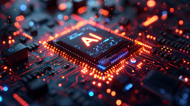 primer plano chip inteligencia artificial retroiluminado