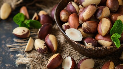 Tasty brasil nuts, Brazilian nuts, element for cosmetics and healthy eating