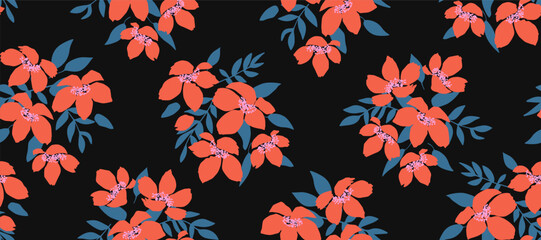 Bunch of flowers, seamless patterns with floral for fabric, textiles, clothing, wallpaper, wall art, cover, banner, interior decor, abstract backgrounds. vector illustration.