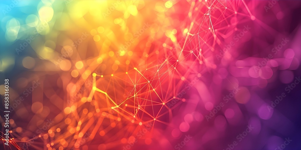 Poster visualizing the electromagnetic spectrum a colorful background with intersecting lines. concept colo