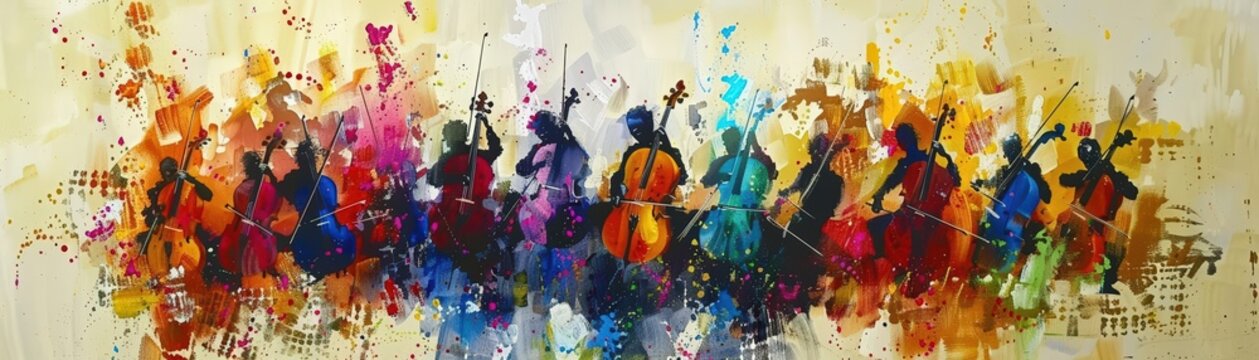 Orchestra Representation Abstract representation of an orchestra through vibrant splashes of color