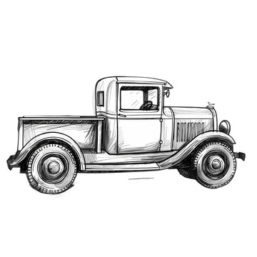 recommend clip art: Vintage Pickup Truck Sketch