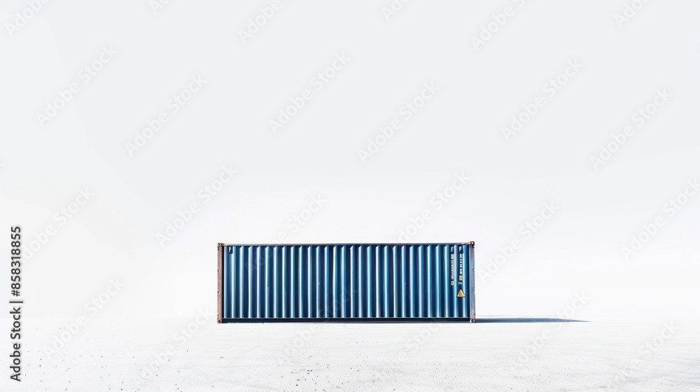 Aufkleber a single shipping container on a clean, white background with ample space around it for adding text 