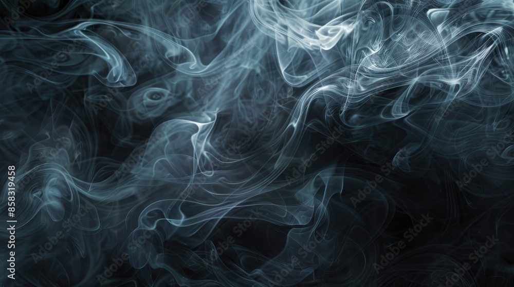 Poster smoky abstract background with swirling patterns and a dark ambiance, creating a mysterious and atmo