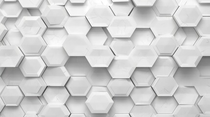 Fototapeta premium Seamless hexagonal pattern in white, offering a clean and modern backdrop for your projects.
