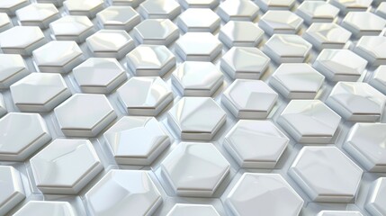 Seamless hexagonal pattern in white, offering a clean and modern backdrop for your projects.