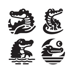 Alligator Bundle Design, 4 in 1 Bundle, Vector, Illustration