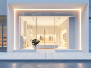 fashion store facade in minimalist style