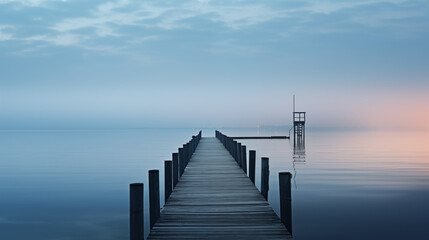 Fototapeta premium Serene Pier Extending into Calm Waters for Contemplation