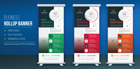 Corporate Rollup Banner Template | Advertisement, Pull-Up Layout | Business Flyer, And Display Banner | Editable Organized Layered Layout