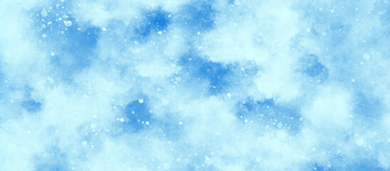 creative brush painted aquarelle light sky blue glitters, blurred and grainy Blue powder explosion, watercolor abstract grunge blue paper texture painting background, Natural and cloudy fresh sky.