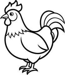 Rooster outline isolated vector 