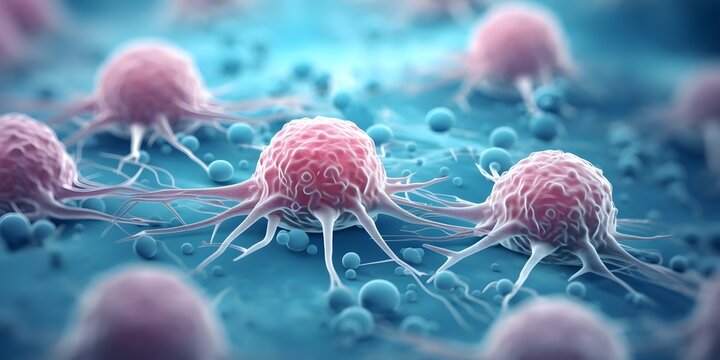Microscopic view of animal cancer cells showing uncontrolled proliferation and metastasis. Concept Cancer Cells, Uncontrolled Proliferation, Metastasis, Animal Cells, Microscopic View