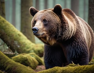 Obraz premium A Brown Bear in the Forest