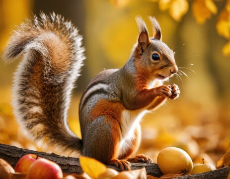 A Squirrel Eating Fruit