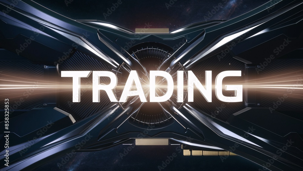 Poster the image is black with a glowing orange background and the word trading in large white letters in t