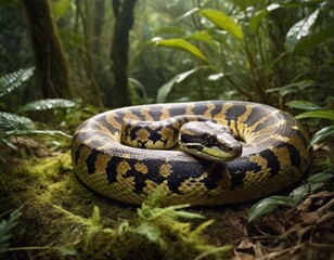 Naklejka premium A Snake in the Jungle