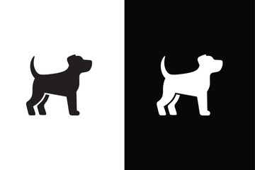 Pet dog icon symbol template for graphic and web design collection logo vector. Silhouette of dog on white black background