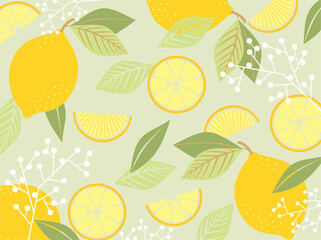 Lemons with leaves pattern
