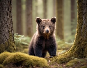 Obraz premium A Brown Bear in the Forest