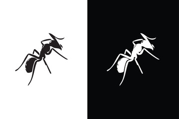 Fototapeta premium Ant vector icon silhouette on Black and White Vector Backgrounds.