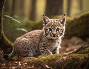 Obraz premium A Baby Bobcat in the Woods